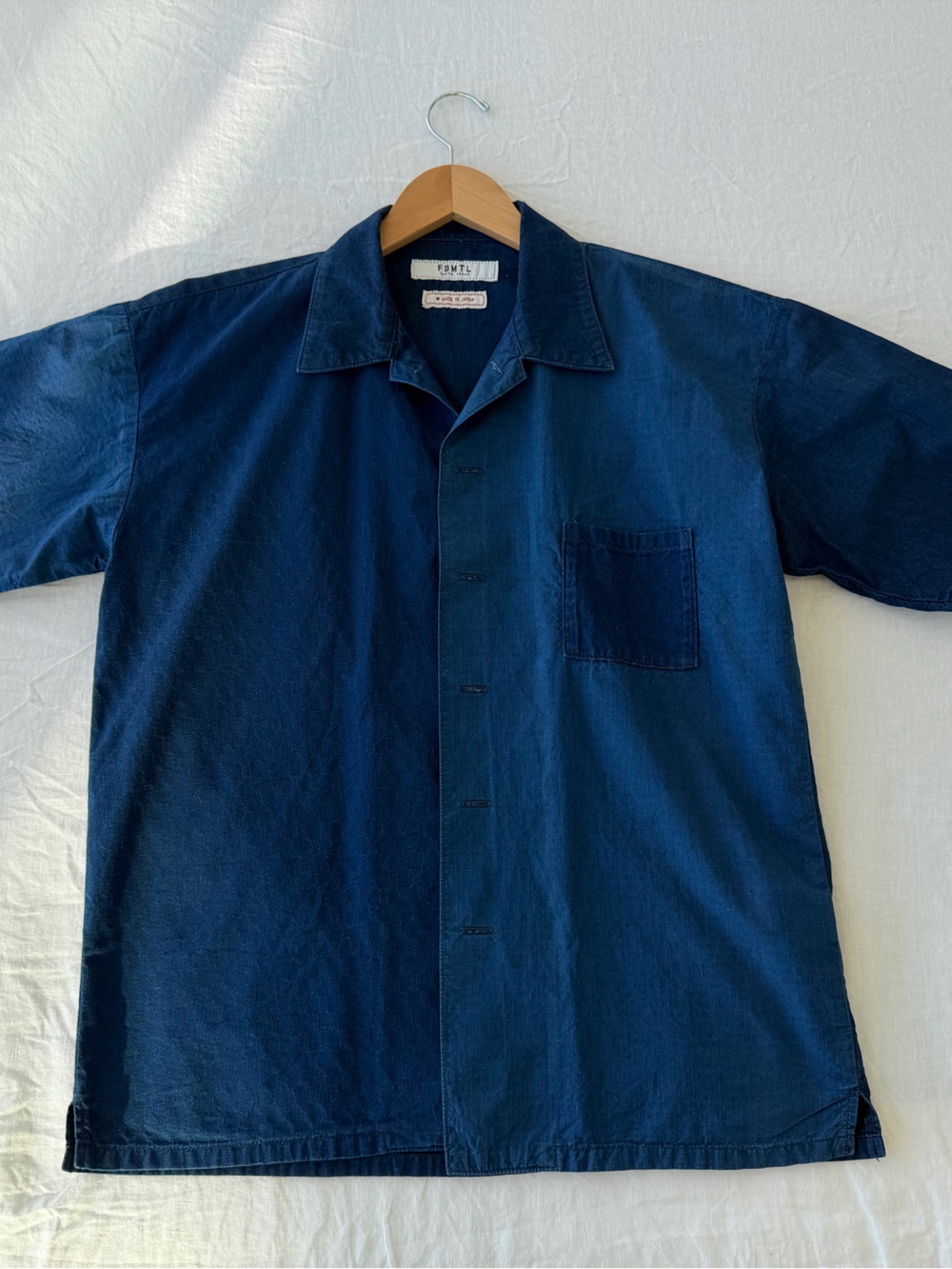 Japanese Boro Style Classic Navy Short-Sleeve Shirt - Made in Japan